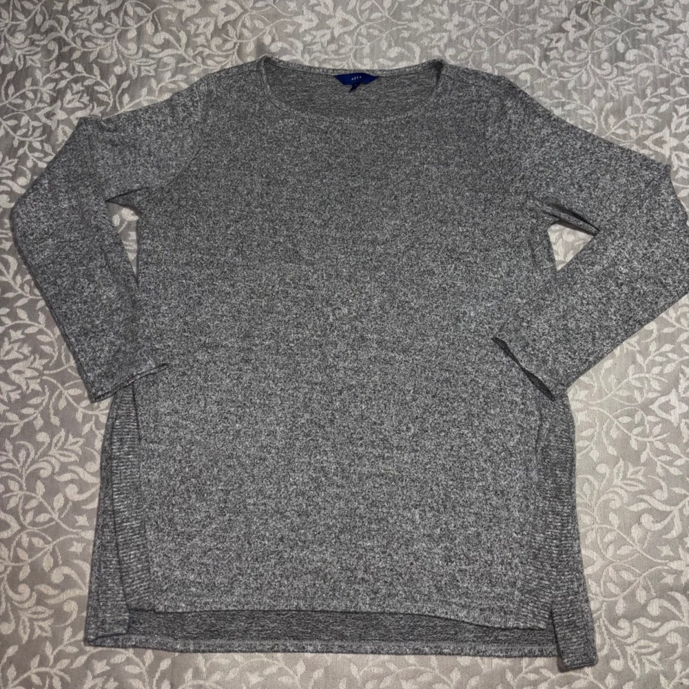 Apt 9 Crewneck Sweater High‎ Low Gray Women's Large (D22-HP)